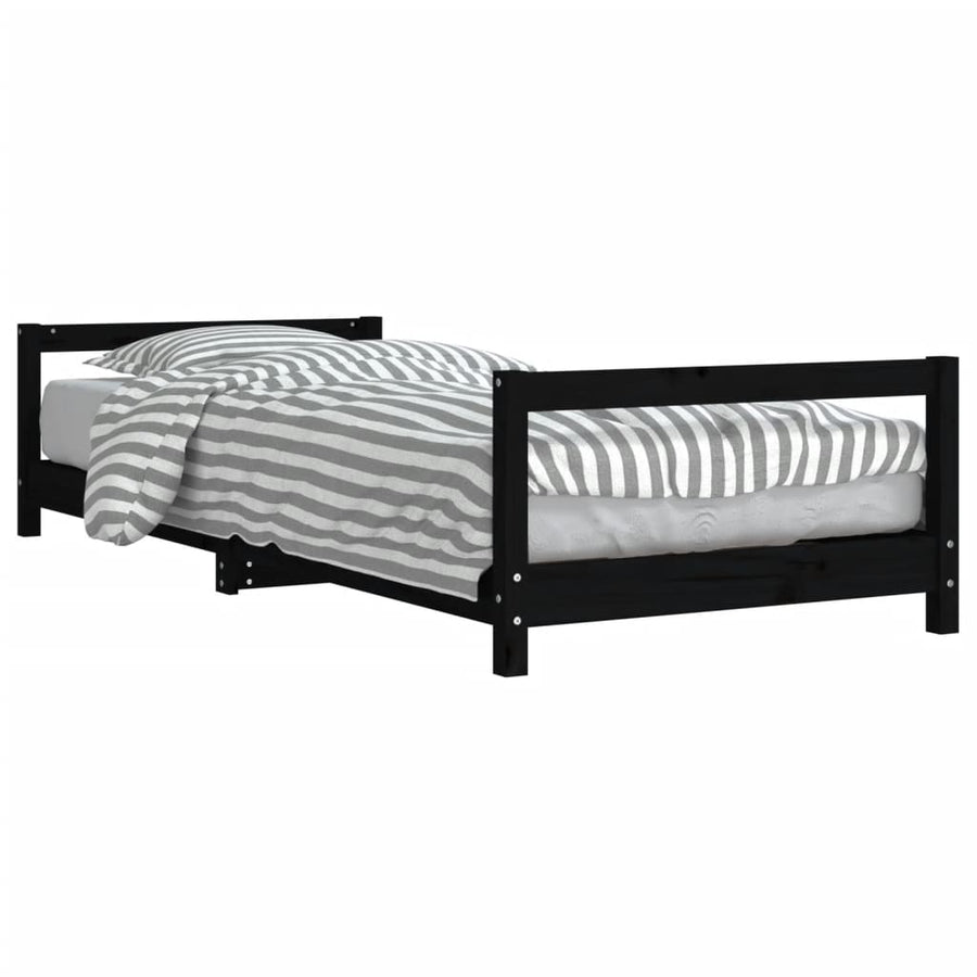 Kinderbedframe 90X190 Cm Massief Grenenhout Zwart