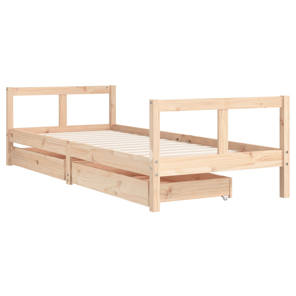Kinderbedframe Met Lades 80X200 Cm Massief Grenenhout