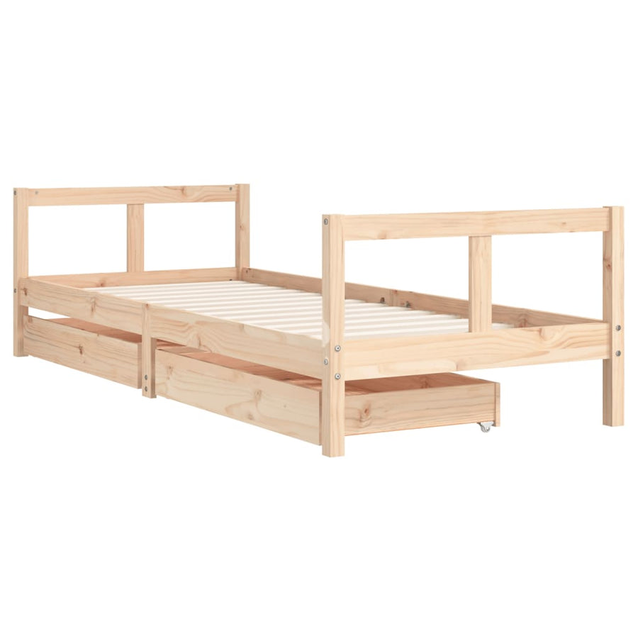 Kinderbedframe Met Lades 80X200 Cm Massief Grenenhout