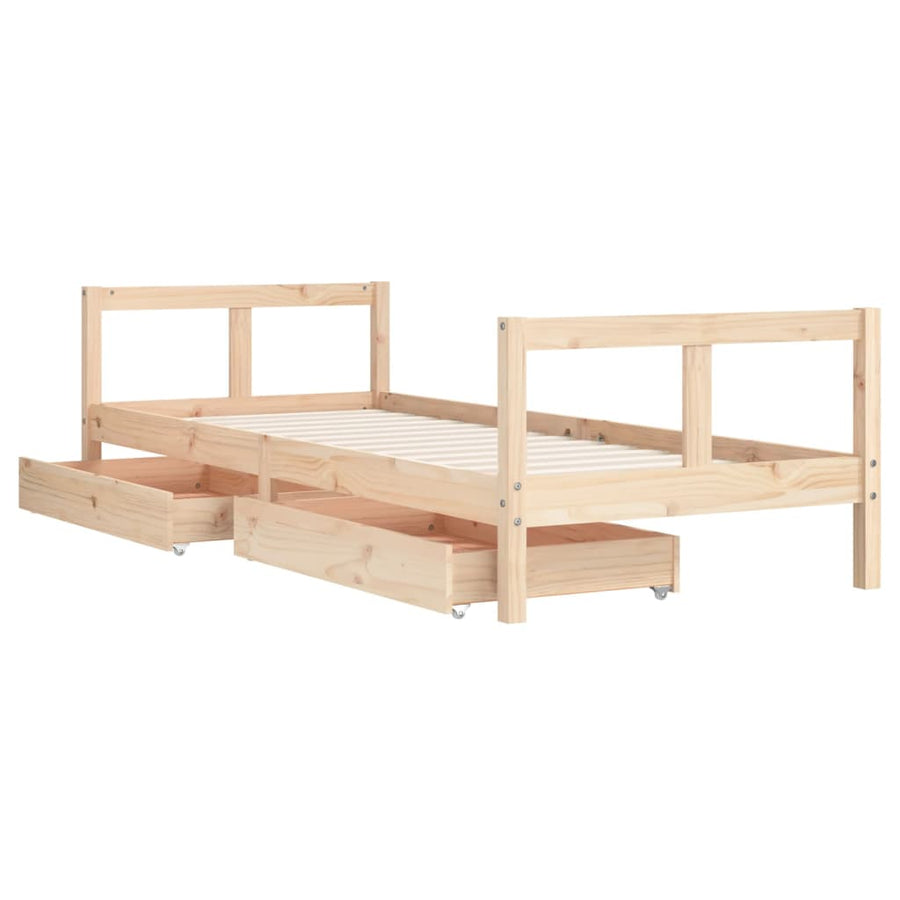 Kinderbedframe Met Lades 80X200 Cm Massief Grenenhout
