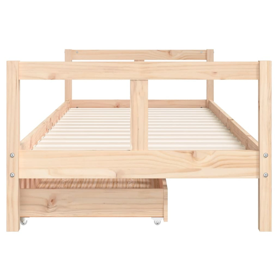 Kinderbedframe Met Lades 80X200 Cm Massief Grenenhout