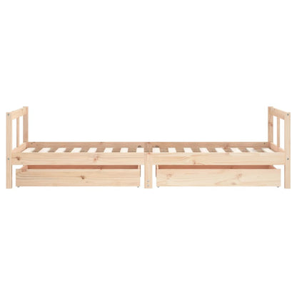 Kinderbedframe Met Lades 80X200 Cm Massief Grenenhout