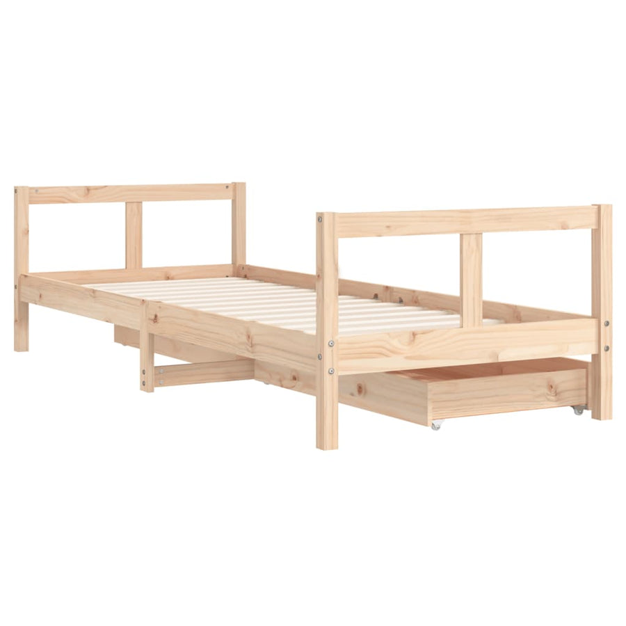 Kinderbedframe Met Lades 80X200 Cm Massief Grenenhout