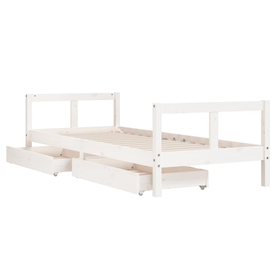 Kinderbedframe Met Lades 80X200 Cm Massief Grenenhout