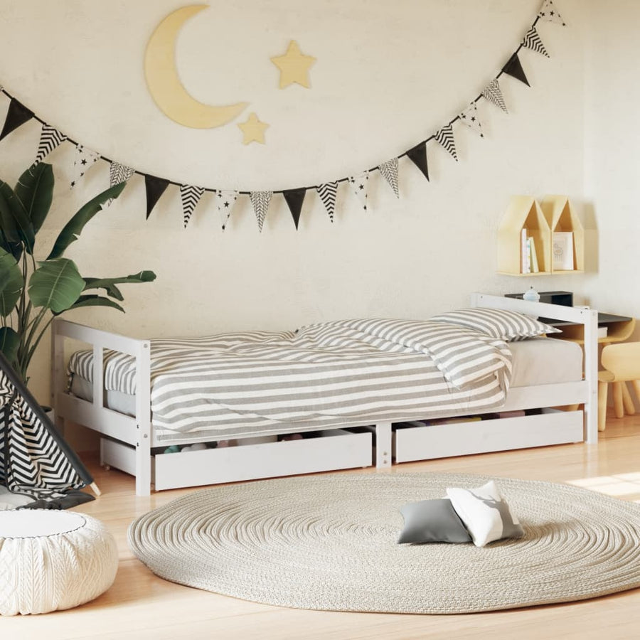 Kinderbedframe Met Lades 80X200 Cm Massief Grenenhout
