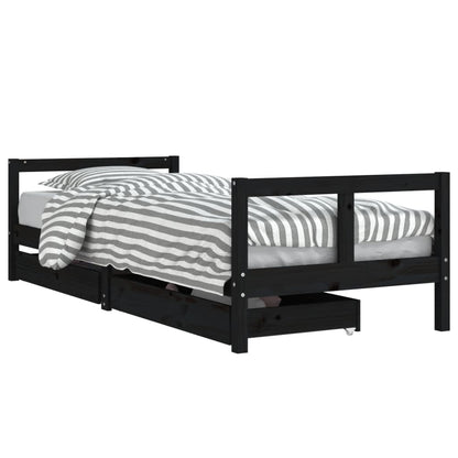 Kinderbedframe 80X200 Cm Massief Grenenhout Zwart