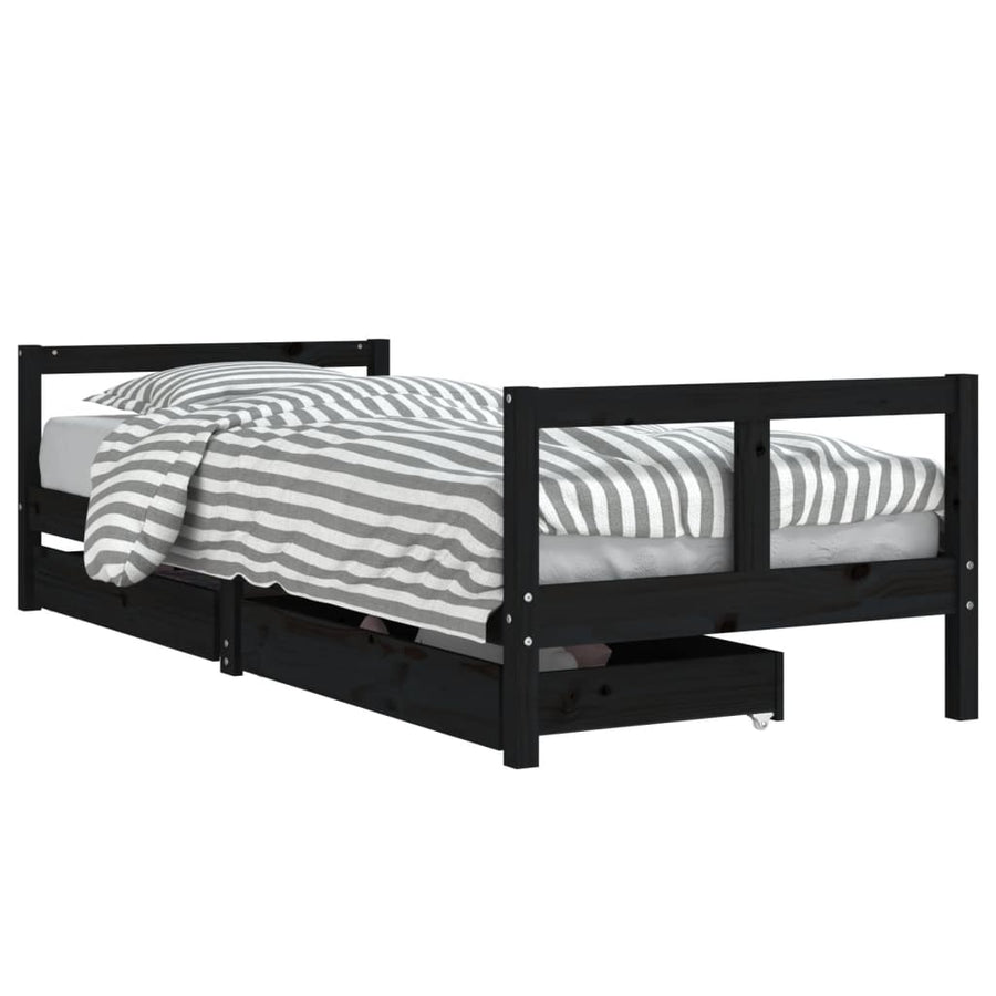 Kinderbedframe 80X200 Cm Massief Grenenhout Zwart