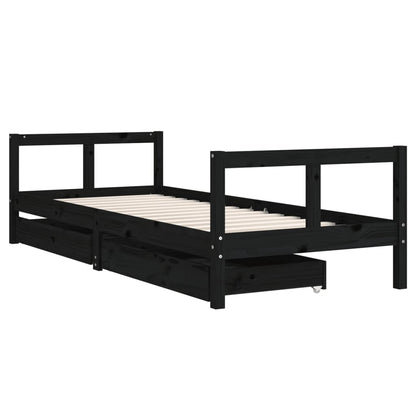 Kinderbedframe 80X200 Cm Massief Grenenhout Zwart