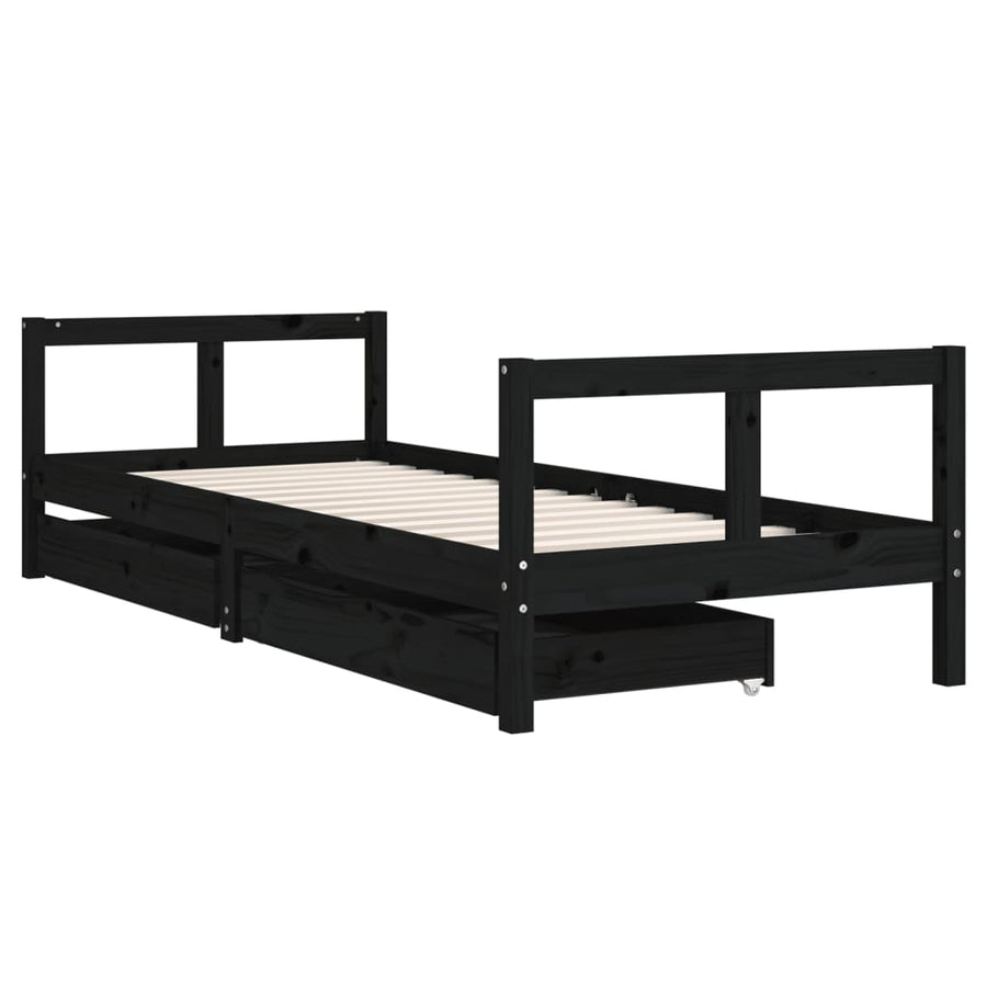 Kinderbedframe 80X200 Cm Massief Grenenhout Zwart