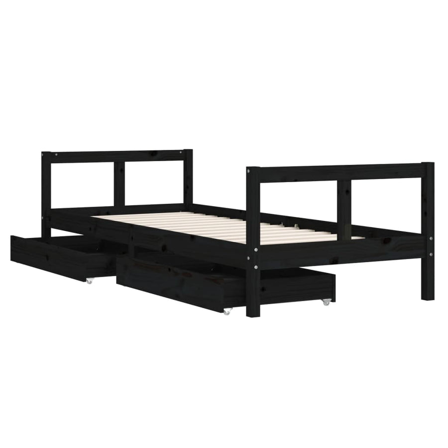 Kinderbedframe 80X200 Cm Massief Grenenhout Zwart