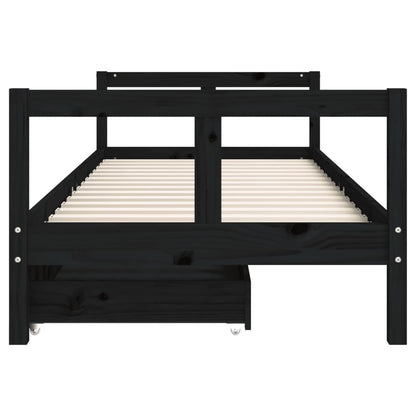 Kinderbedframe 80X200 Cm Massief Grenenhout Zwart