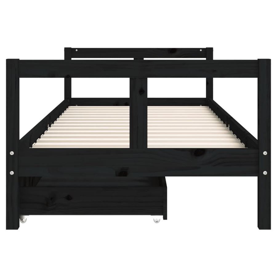 Kinderbedframe 80X200 Cm Massief Grenenhout Zwart