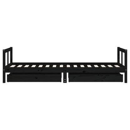 Kinderbedframe 80X200 Cm Massief Grenenhout Zwart
