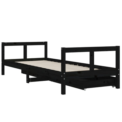 Kinderbedframe 80X200 Cm Massief Grenenhout Zwart
