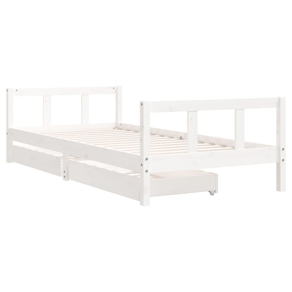 Kinderbedframe 90X200 Cm Massief Grenenhout Wit