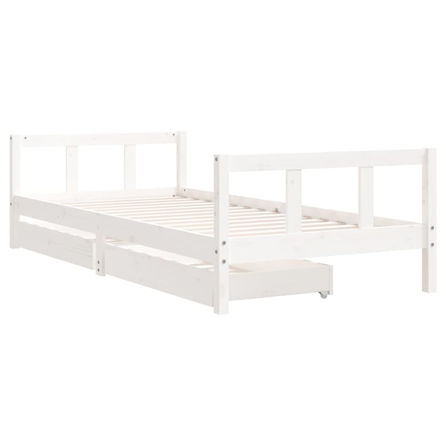 Kinderbedframe 90X200 Cm Massief Grenenhout Wit