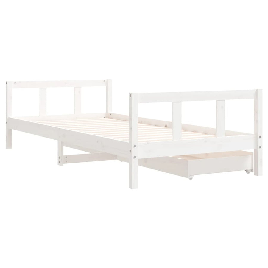 Kinderbedframe 90X200 Cm Massief Grenenhout Wit