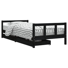 Kinderbedframe Met Lades 90X200 Cm Massief Grenenhout Zwart