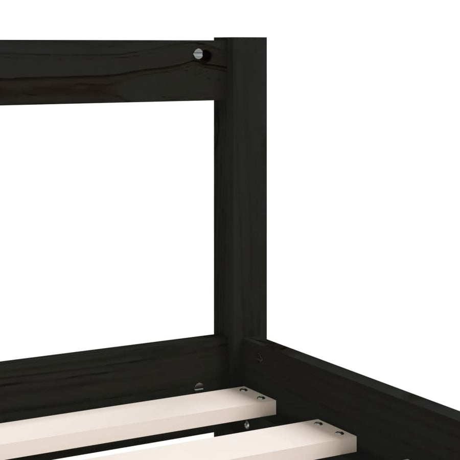 Kinderbedframe Met Lades 90X200 Cm Massief Grenenhout Zwart