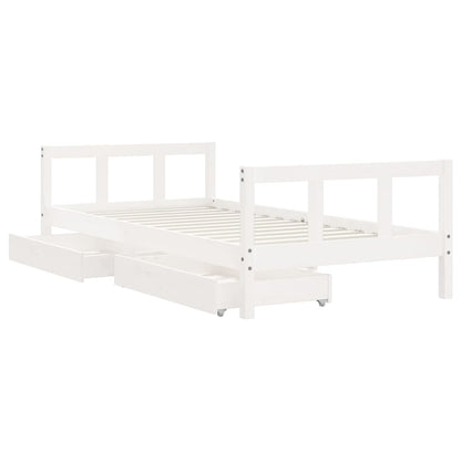 Kinderbedframe Met Lades 90X190 Cm Massief Grenenhout Wit