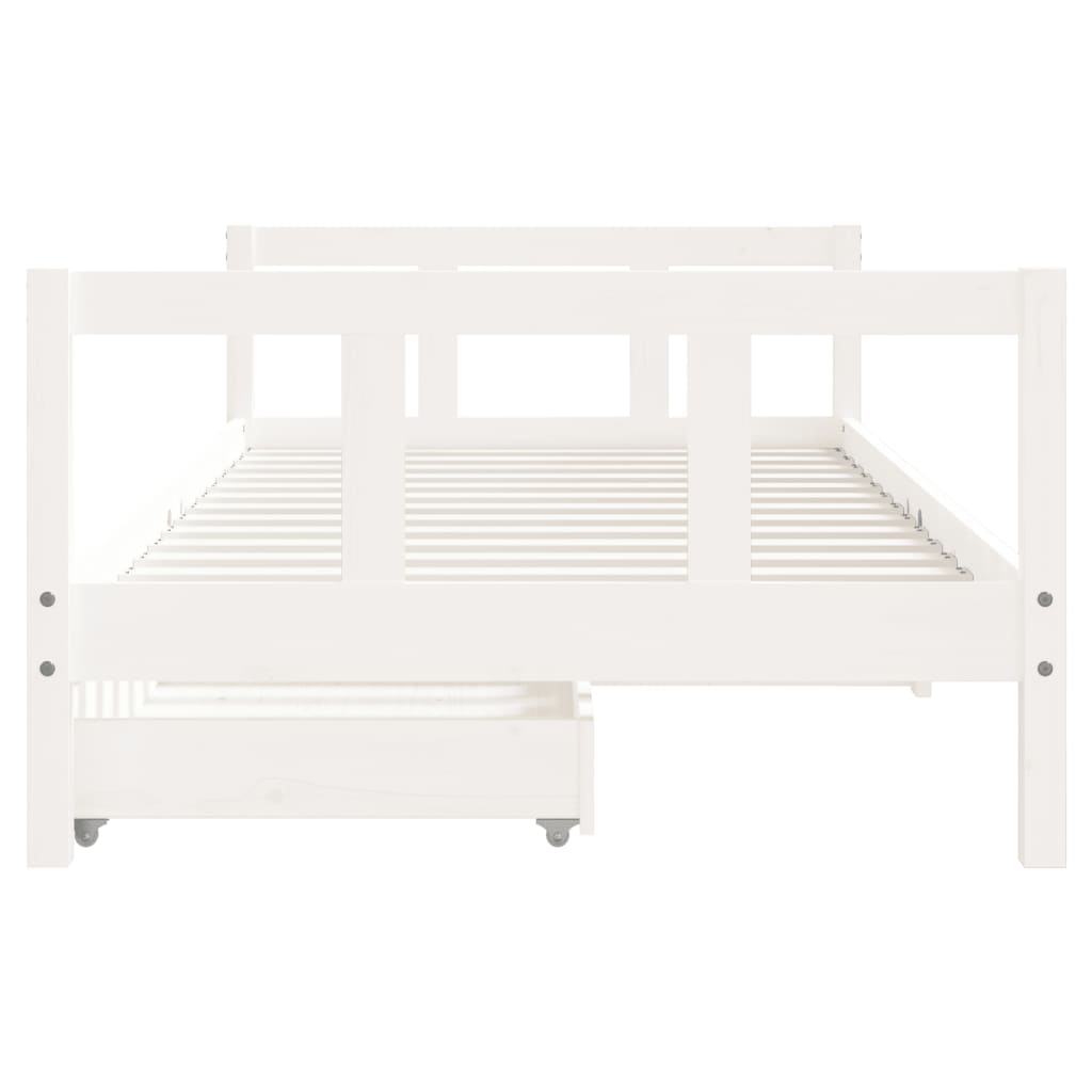 Kinderbedframe Met Lades 90X190 Cm Massief Grenenhout Wit