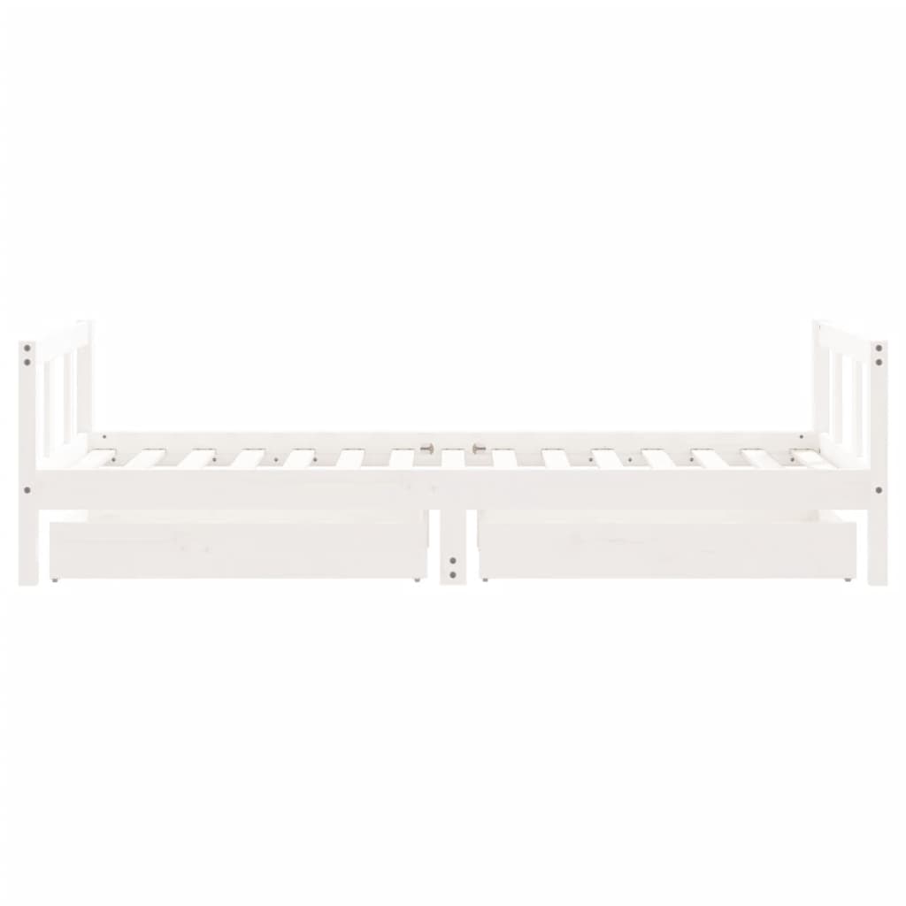 Kinderbedframe Met Lades 90X190 Cm Massief Grenenhout Wit