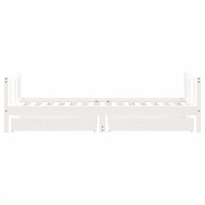Kinderbedframe Met Lades 90X190 Cm Massief Grenenhout Wit