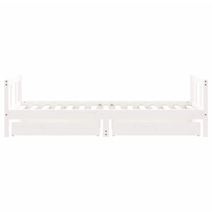 Kinderbedframe Met Lades 90X190 Cm Massief Grenenhout Wit