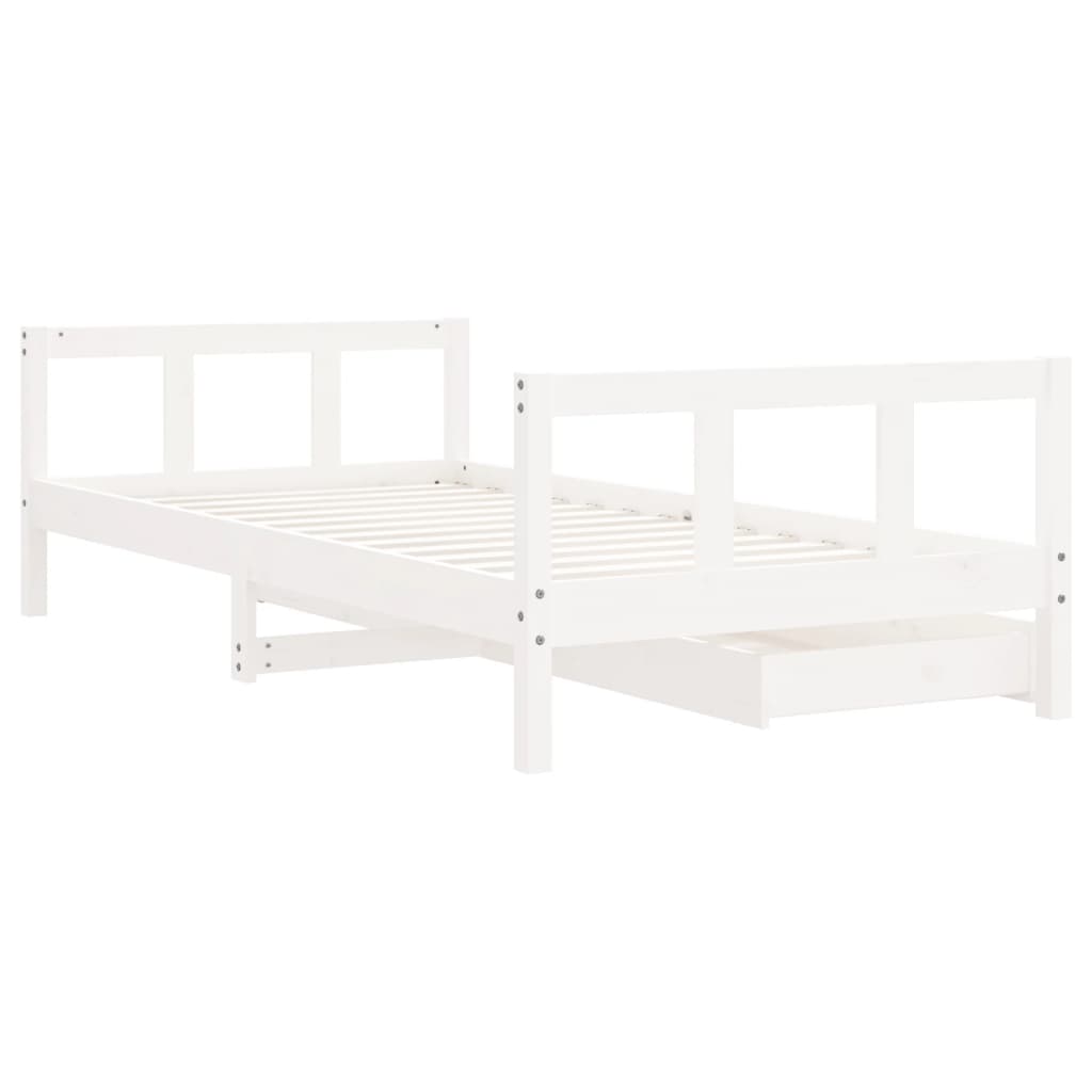 Kinderbedframe Met Lades 90X190 Cm Massief Grenenhout Wit
