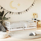 Kids Bed Frame with Drawers 90x190 cm Solid Pine White