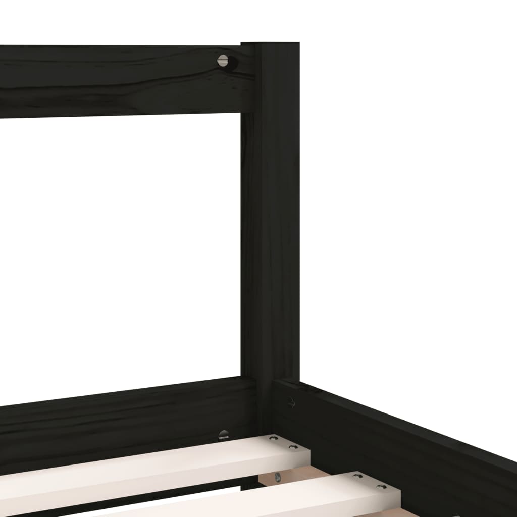 Kinderbedframe Met Lades 90X190 Cm Massief Grenenhout Zwart