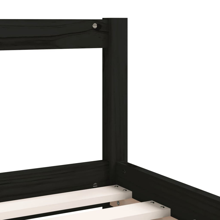 Kinderbedframe Met Lades 90X190 Cm Massief Grenenhout Zwart