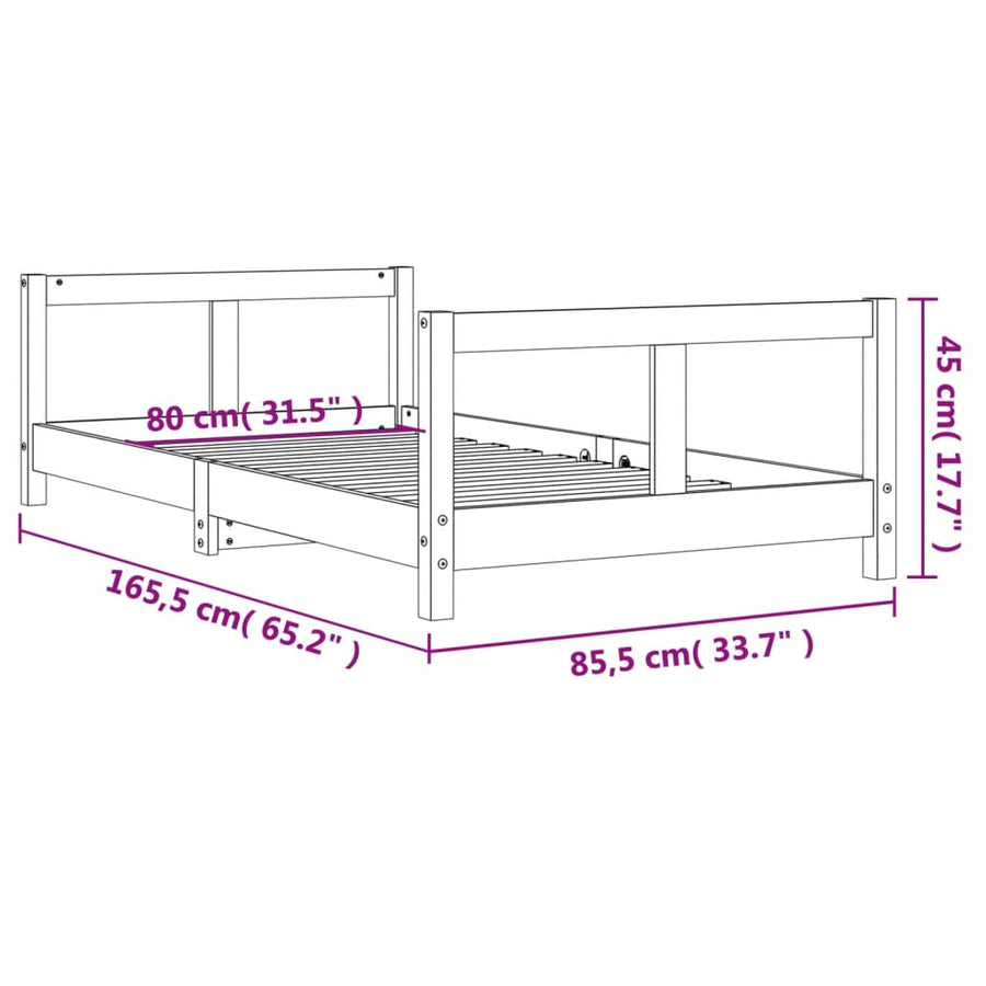 Kinderbedframe 80X160 Cm Massief Grenenhout