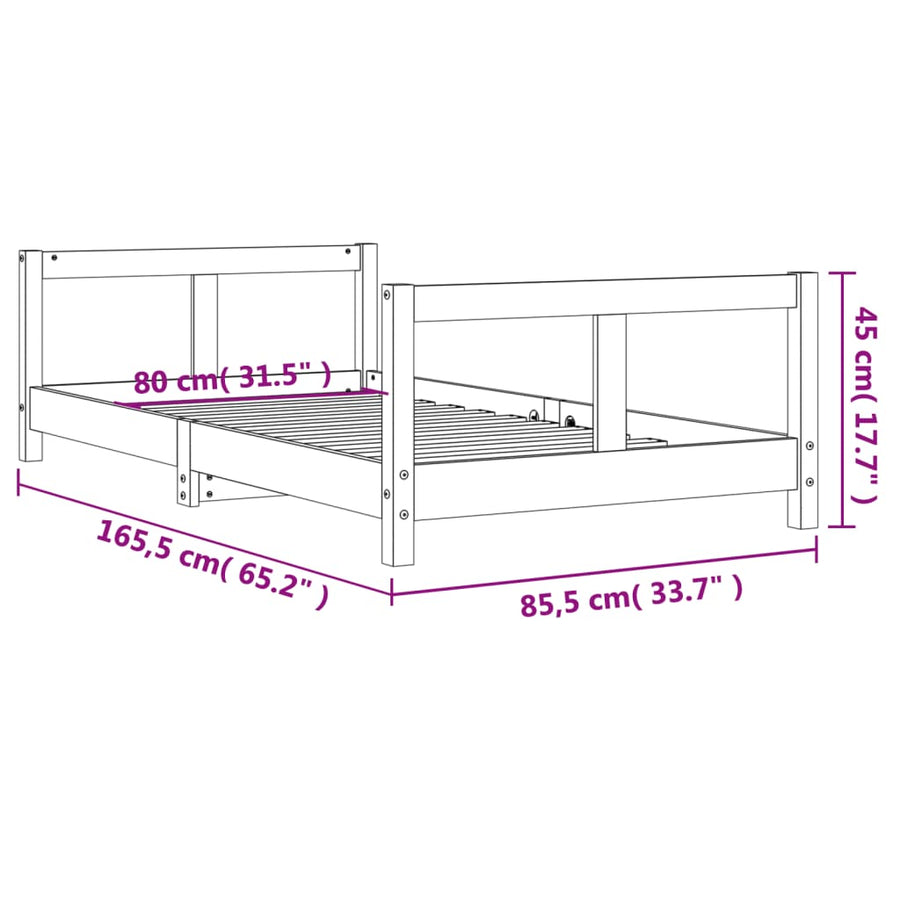 Kinderbedframe 80X160 Cm Massief Grenenhout Wit