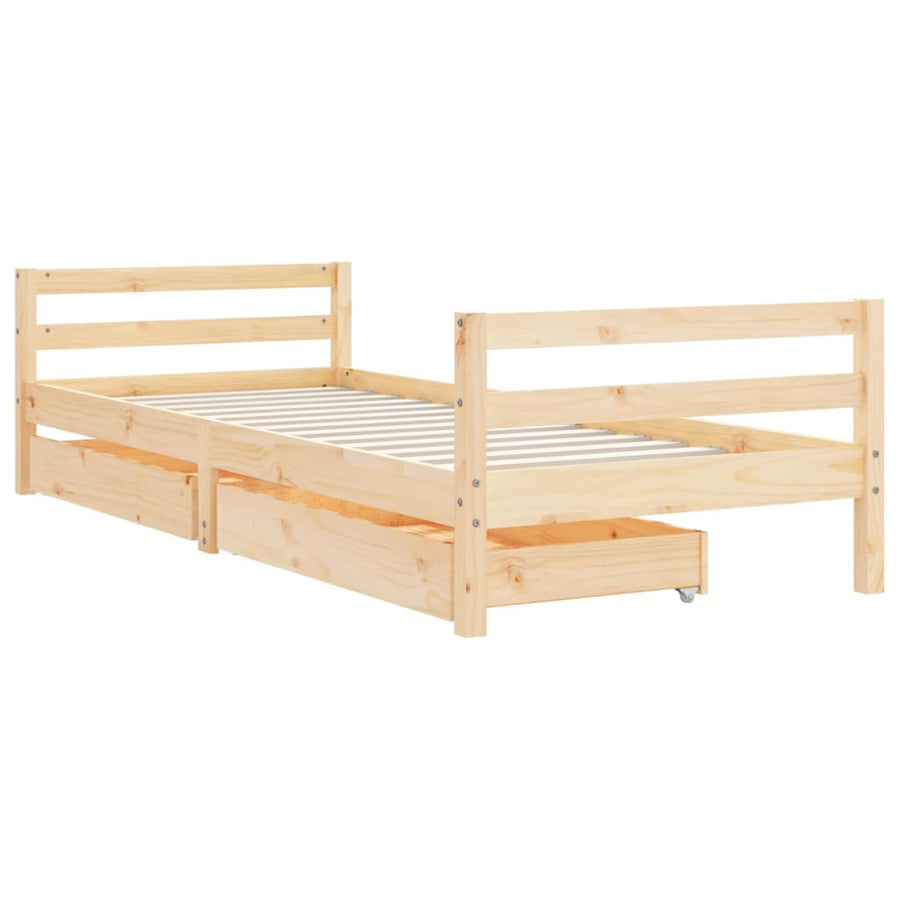 Kinderbedframe Met Lades 80X200 Cm Massief Grenenhout