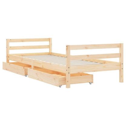 Kinderbedframe Met Lades 80X200 Cm Massief Grenenhout
