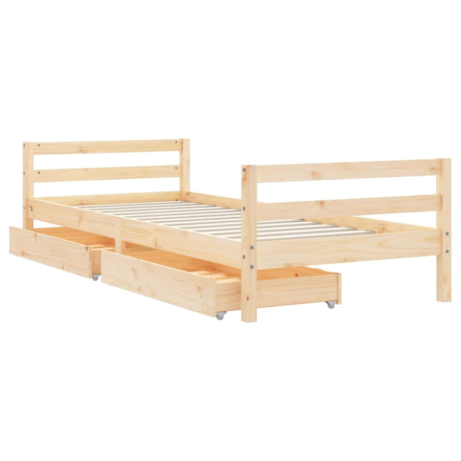 Kinderbedframe Met Lades 80X200 Cm Massief Grenenhout