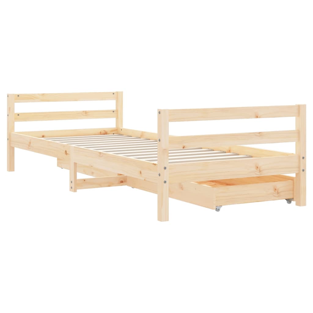 Kinderbedframe Met Lades 80X200 Cm Massief Grenenhout