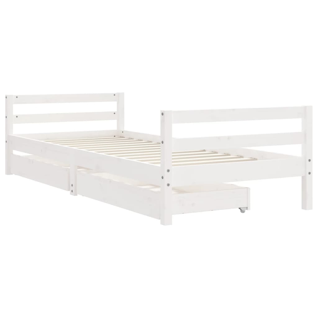 Kinderbedframe Met Lades 80X200 Cm Massief Grenenhout Wit