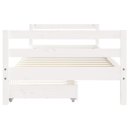 Kinderbedframe Met Lades 80X200 Cm Massief Grenenhout Wit