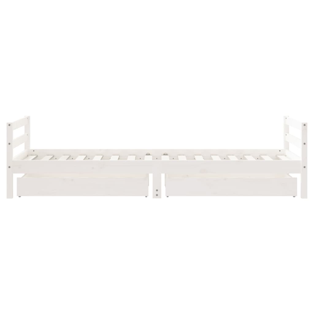 Kinderbedframe Met Lades 80X200 Cm Massief Grenenhout Wit