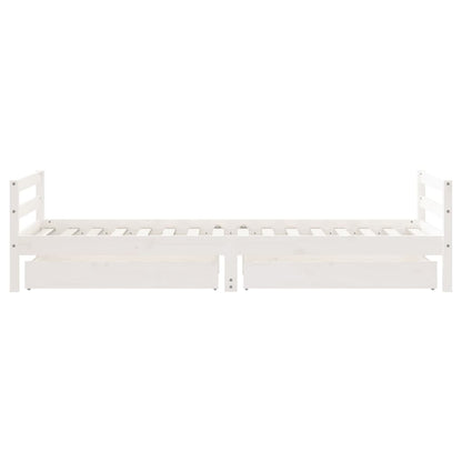 Kinderbedframe Met Lades 80X200 Cm Massief Grenenhout Wit