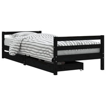 Kinderbedframe Met Lades 80X200 Cm Massief Grenenhout Zwart