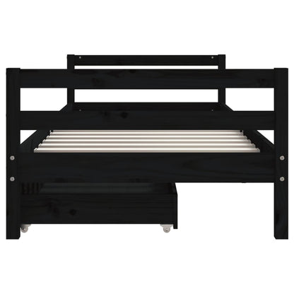 Kinderbedframe Met Lades 80X200 Cm Massief Grenenhout Zwart