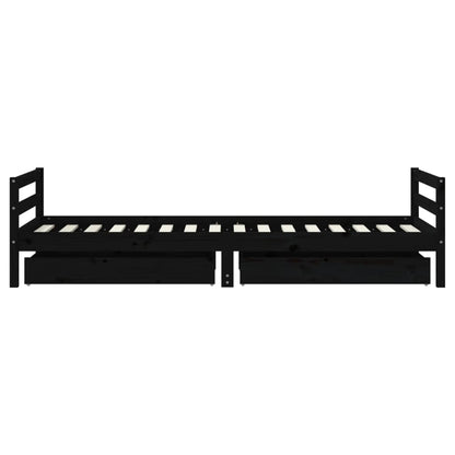 Kinderbedframe Met Lades 80X200 Cm Massief Grenenhout Zwart