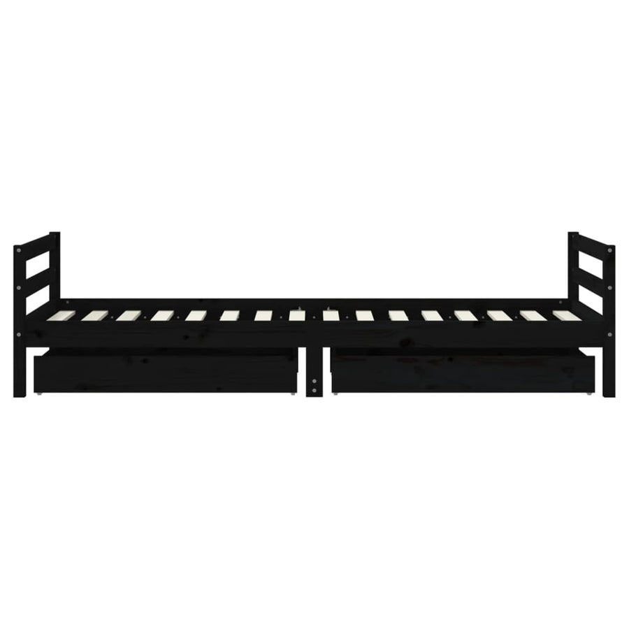 Kinderbedframe Met Lades 80X200 Cm Massief Grenenhout Zwart