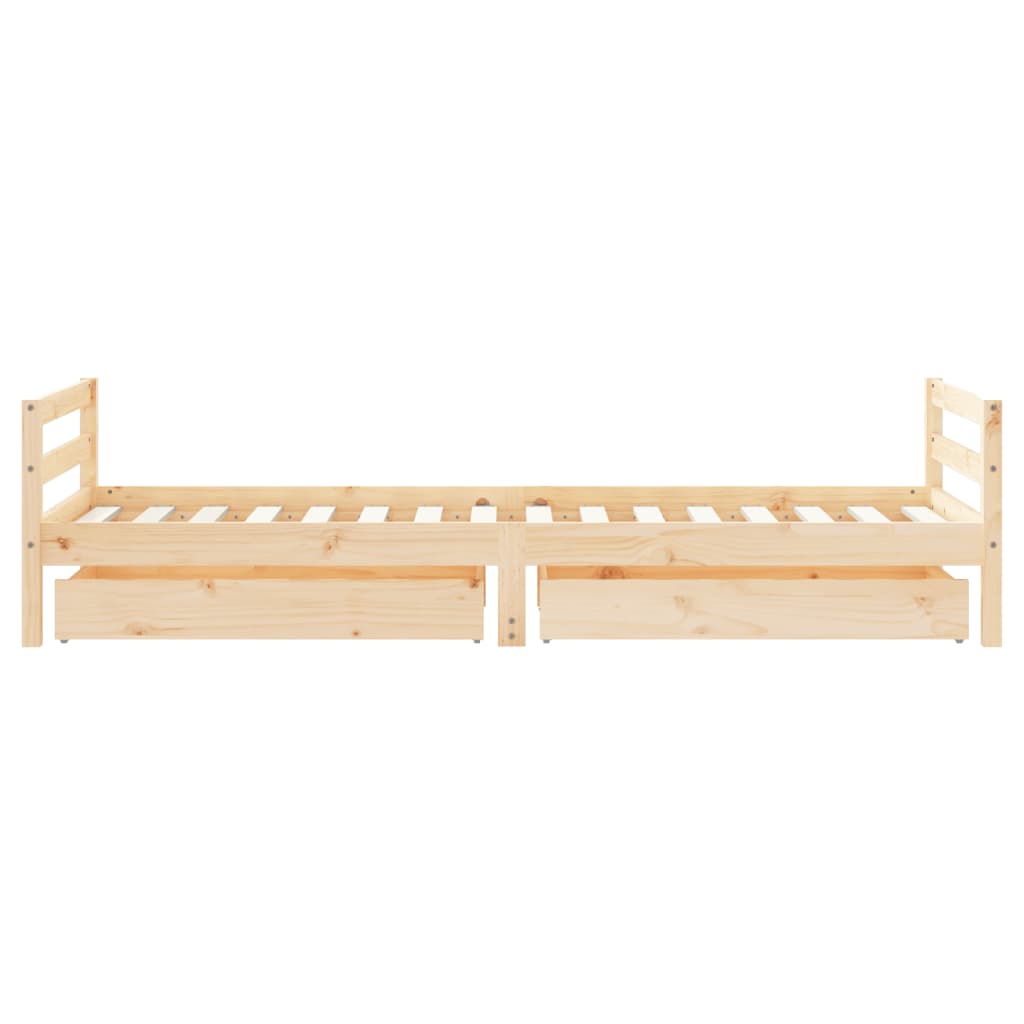 Kinderbedframe Met Lades 90X200 Cm Massief Grenenhout