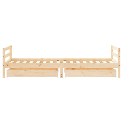 Kinderbedframe Met Lades 90X200 Cm Massief Grenenhout