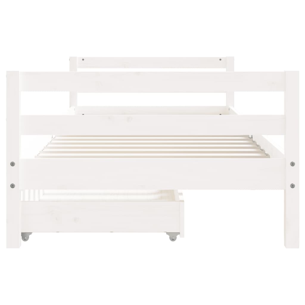 Kinderbedframe Met Lades 90X200 Cm Massief Grenenhout Wit