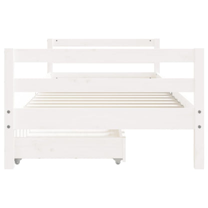 Kinderbedframe Met Lades 90X200 Cm Massief Grenenhout Wit